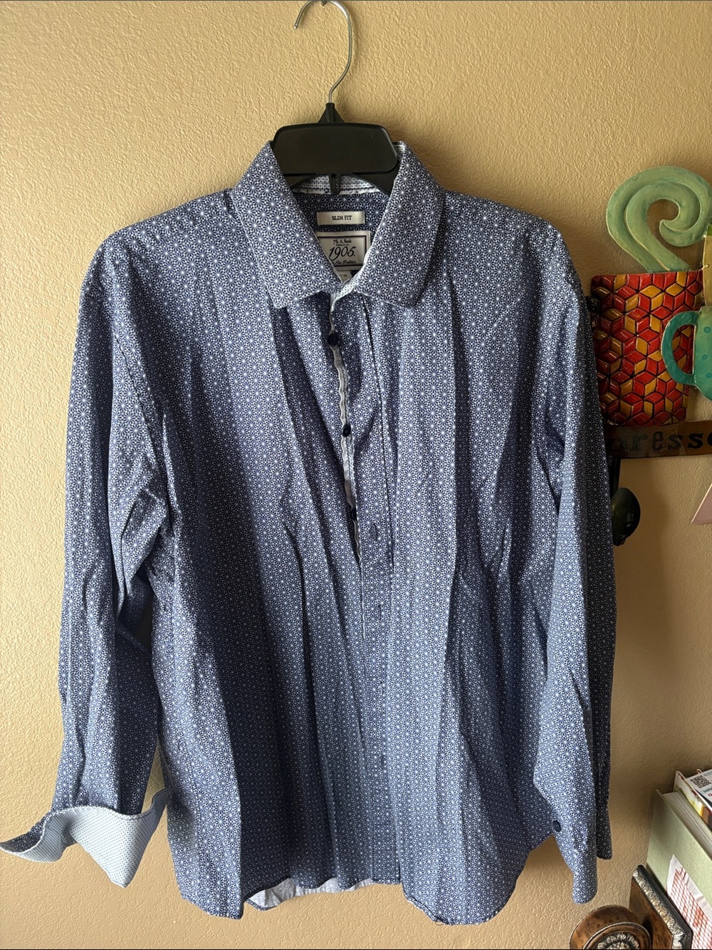 Jos. A. Bank Blue Micro-Print Casual Button-Down Shirt